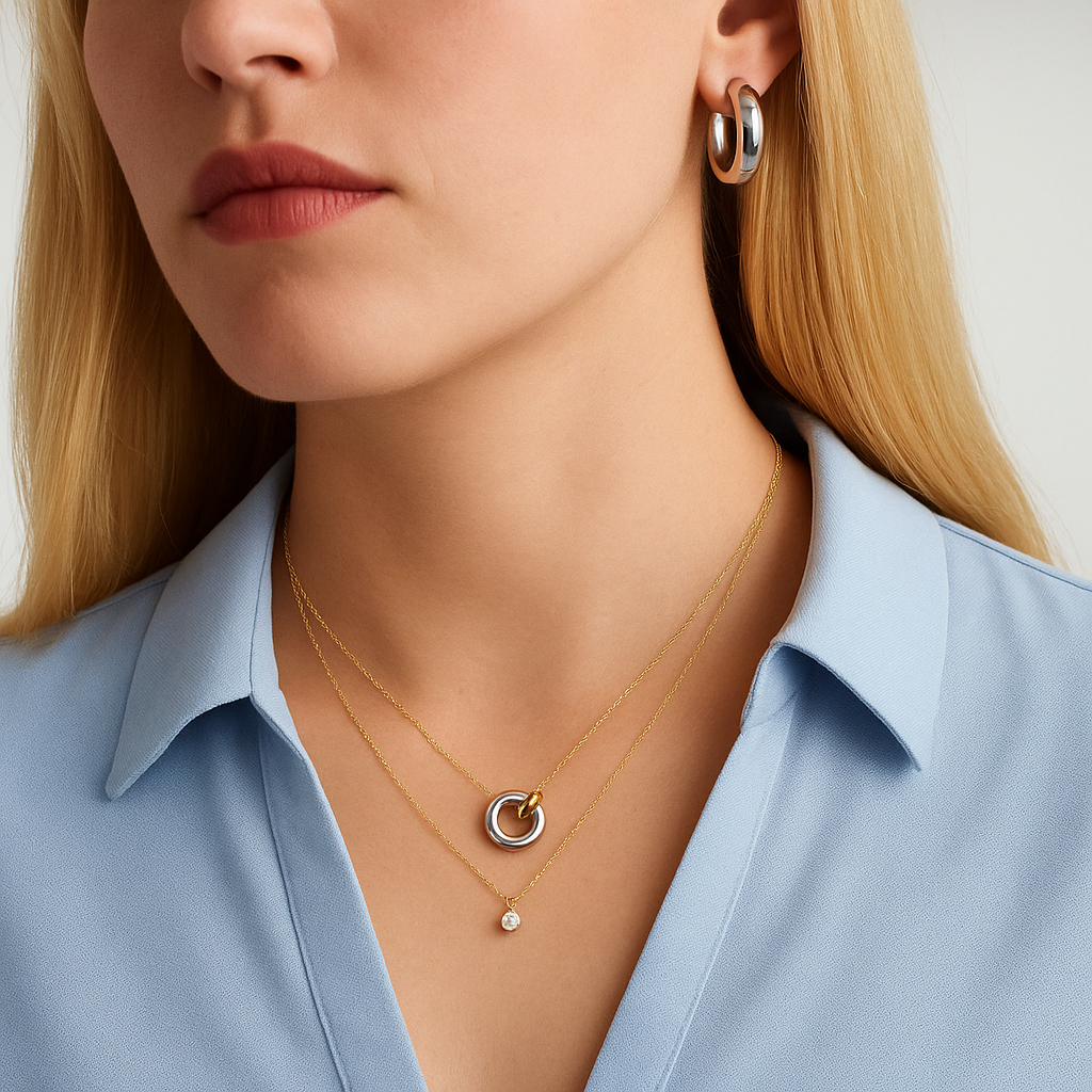 Two-tone Unity Ring Necklace