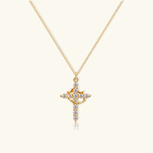Beatrix Crown and Cross Necklace