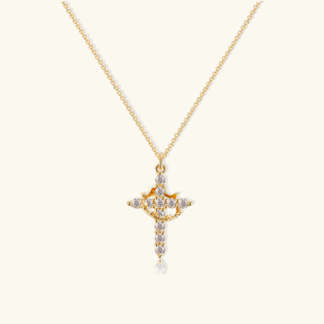 Beatrix Crown and Cross Necklace