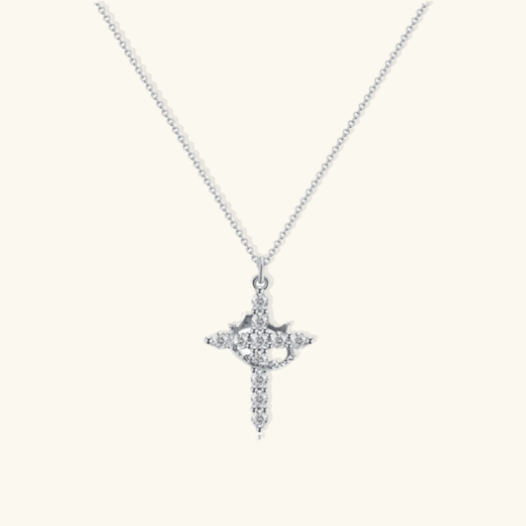 Beatrix Crown and Cross Necklace
