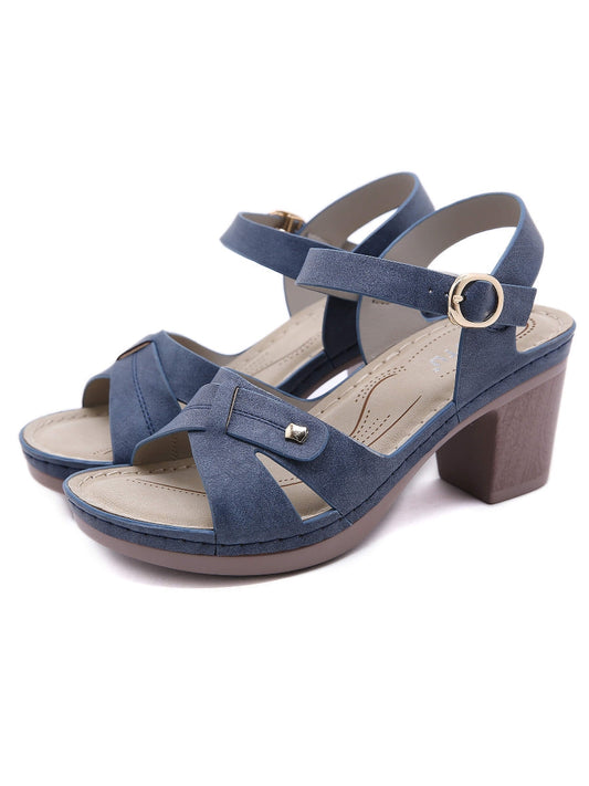 Sandalias con tacón de aguja y una cruz de metal - SIKETU