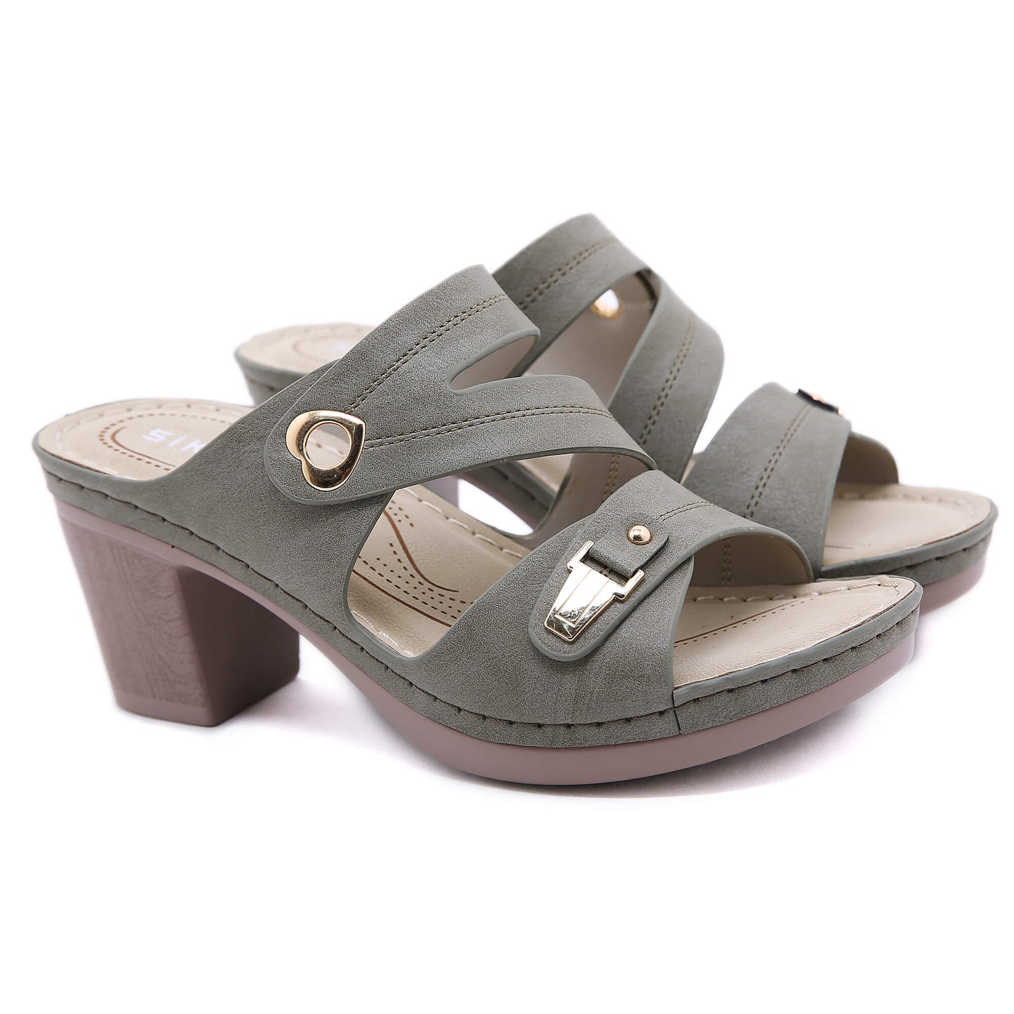 Metal Heart Stack Sandals -SIKETU