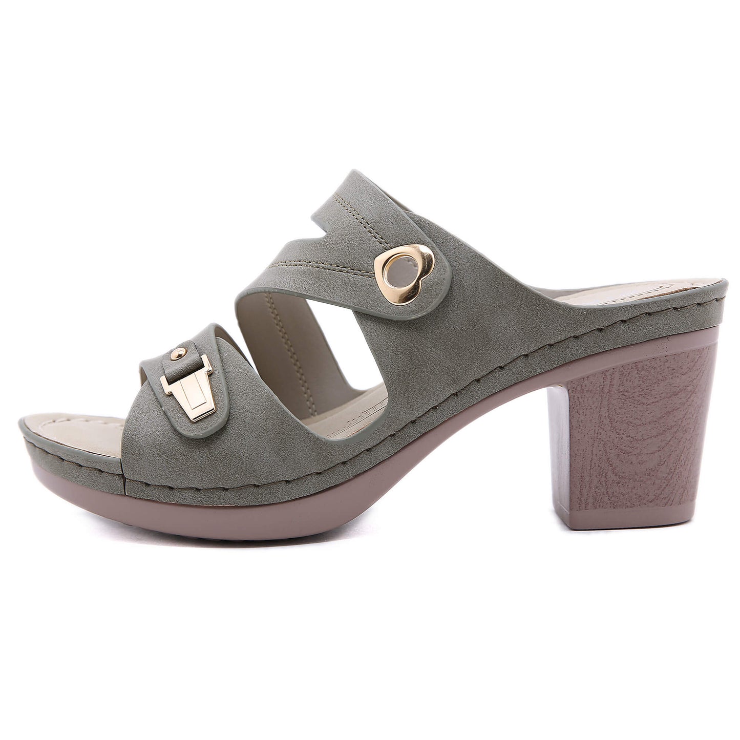 Metal Heart Stack Sandals -SIKETU