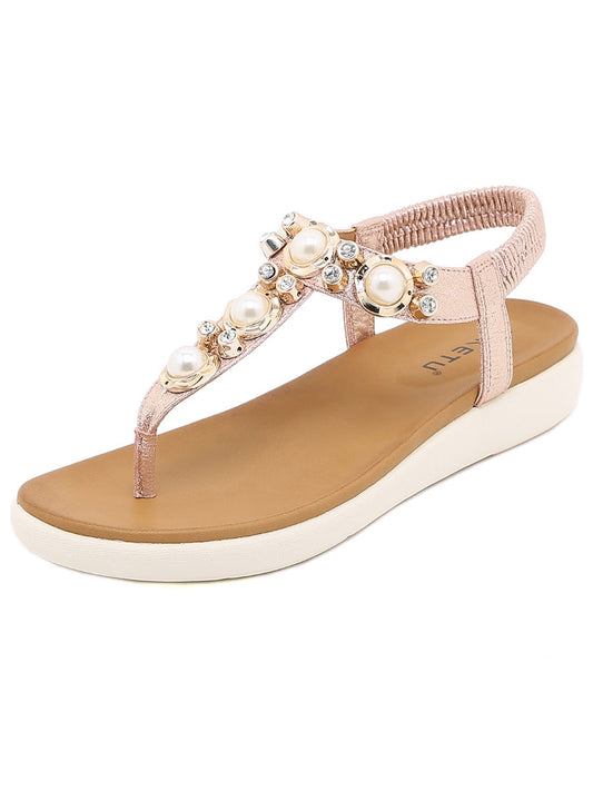 SIKETU | ROSEGOLD V-STRAP PEARL SANDAL
