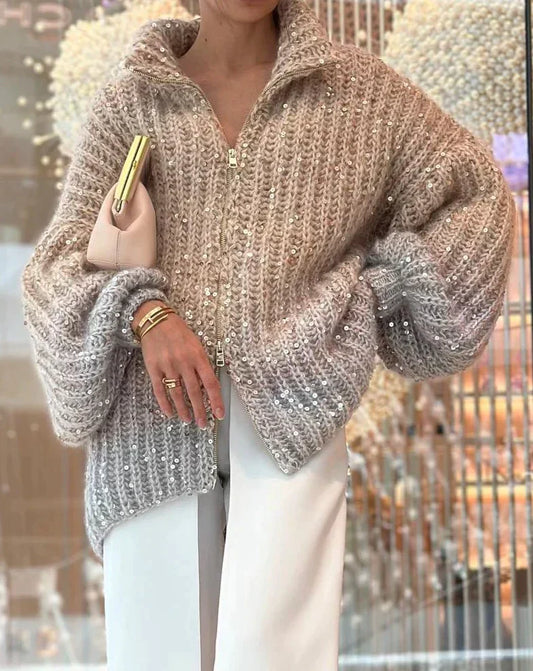 Cassidy | Glittering Silk Cardigan Sweater