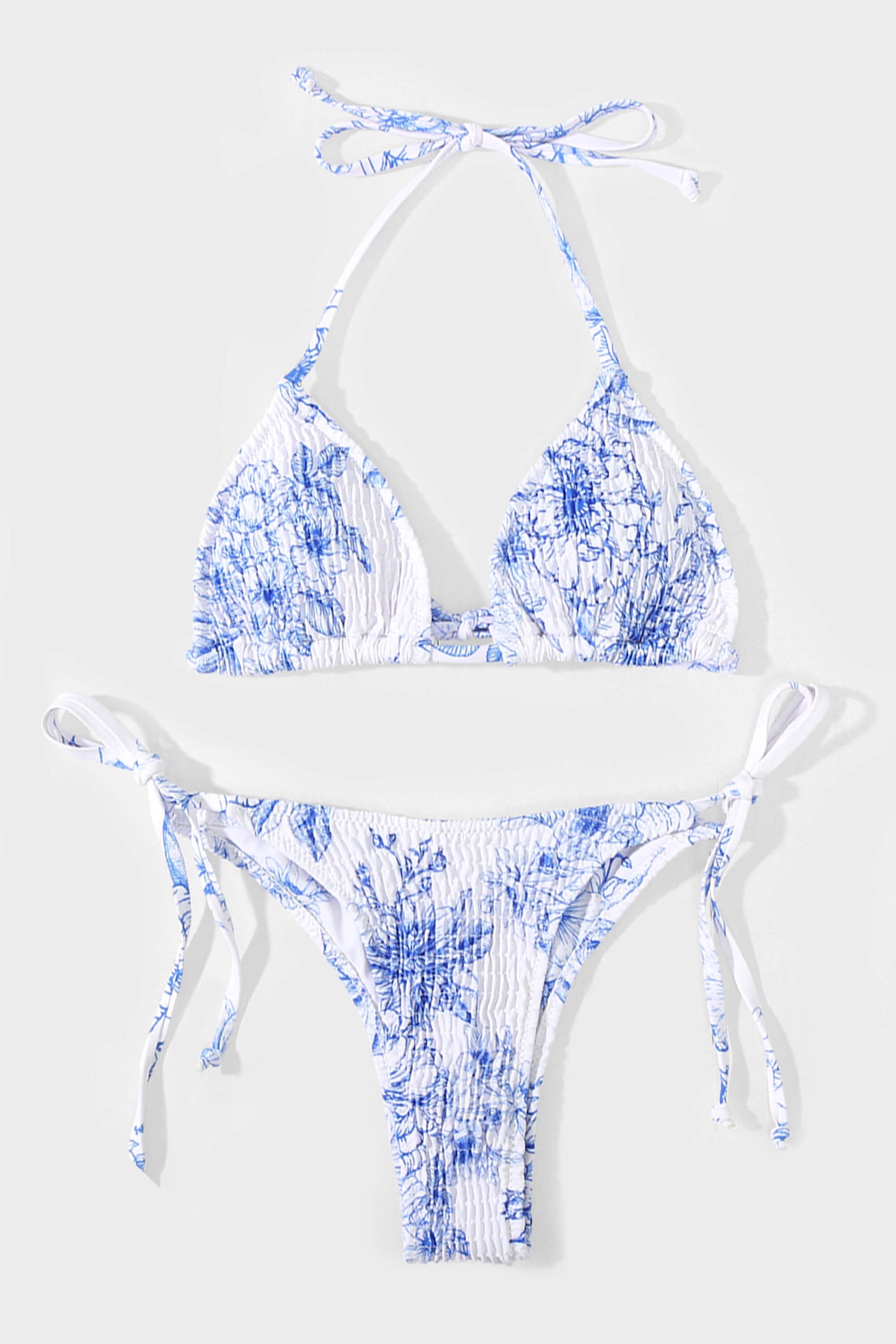 Conjunto Lanai - Floral azul y blanco