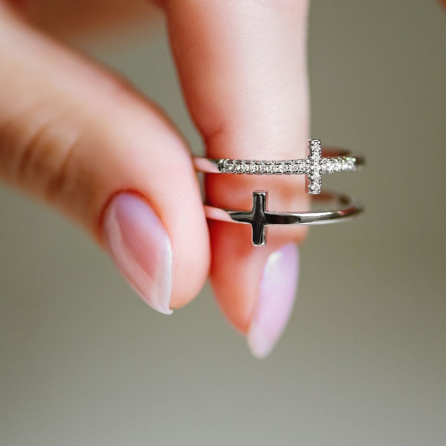 Twin Band Cross Ring