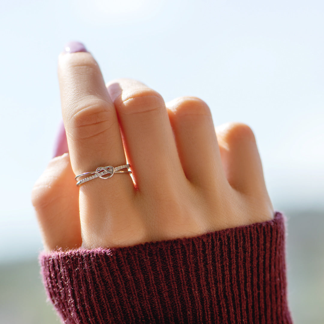 Mother and Daughter Heart Knot Ring