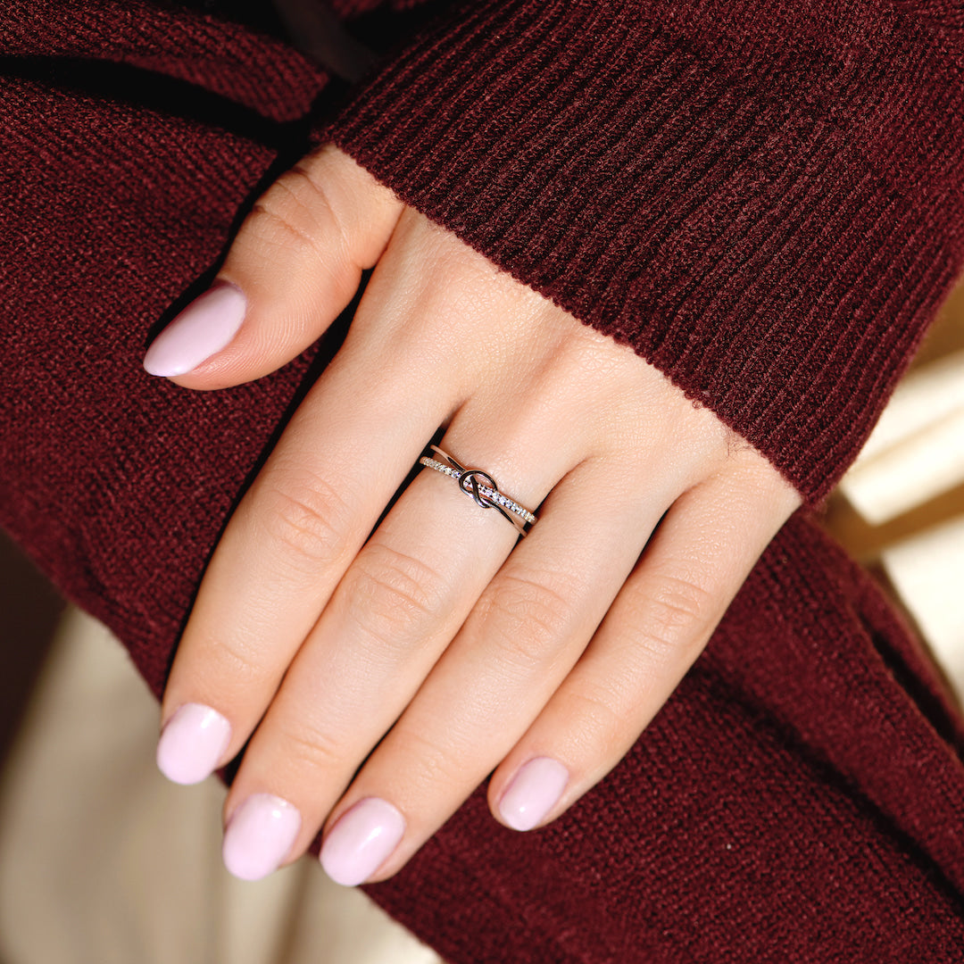 Mother and Daughter Heart Knot Ring