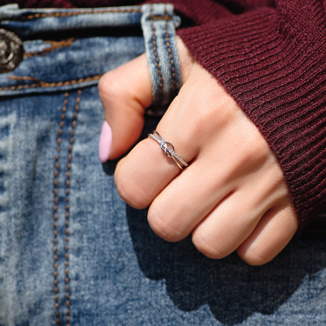 Mother and Daughter Heart Knot Ring