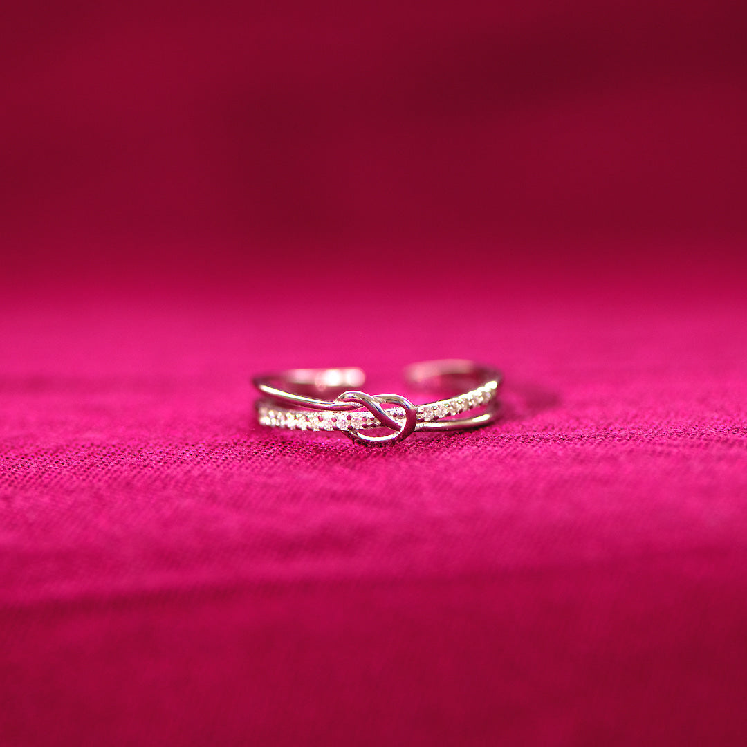 Mother and Daughter Heart Knot Ring