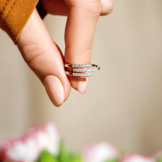 Our Paths Have Met For A Reason Triple Parallel PAVÉ Ring