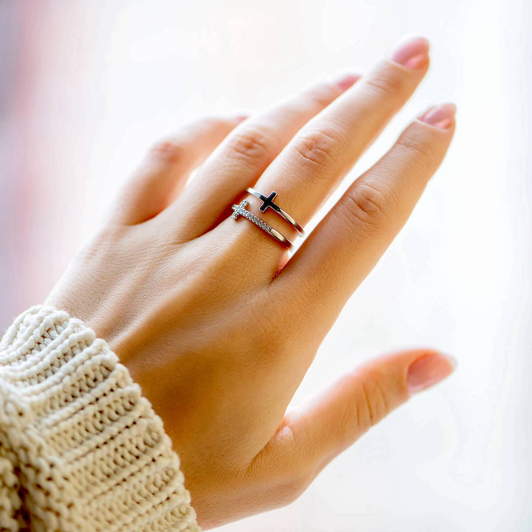"Be Strong & Courageous" Double Cross Ring