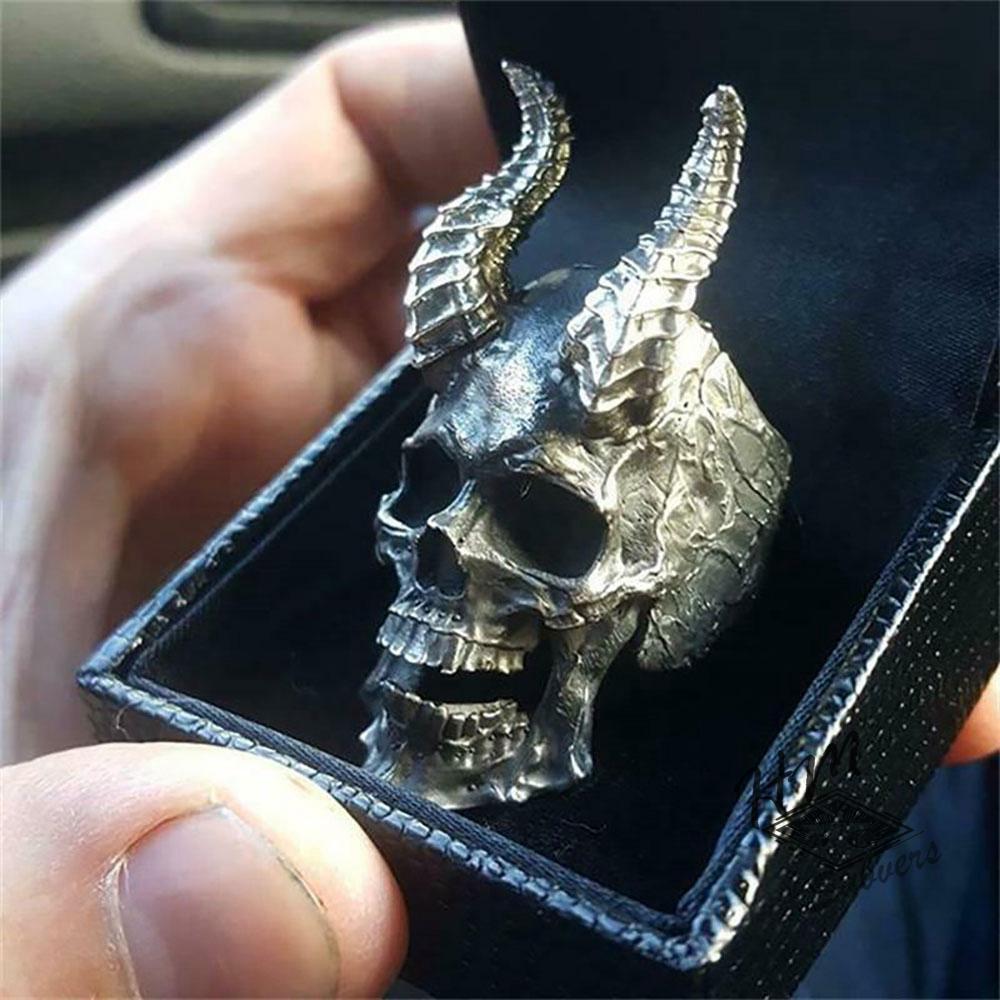 GOTHIC DEMON SATAN SKULL RING