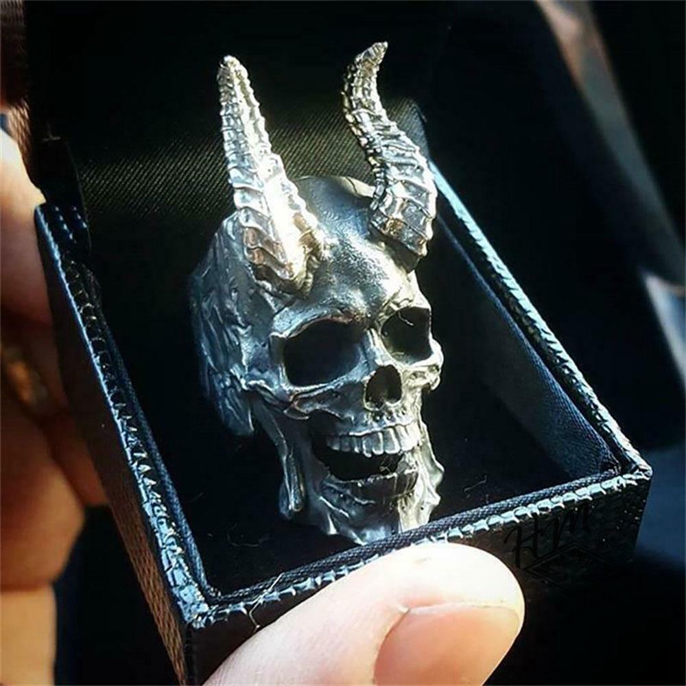 GOTHIC DEMON SATAN SKULL RING
