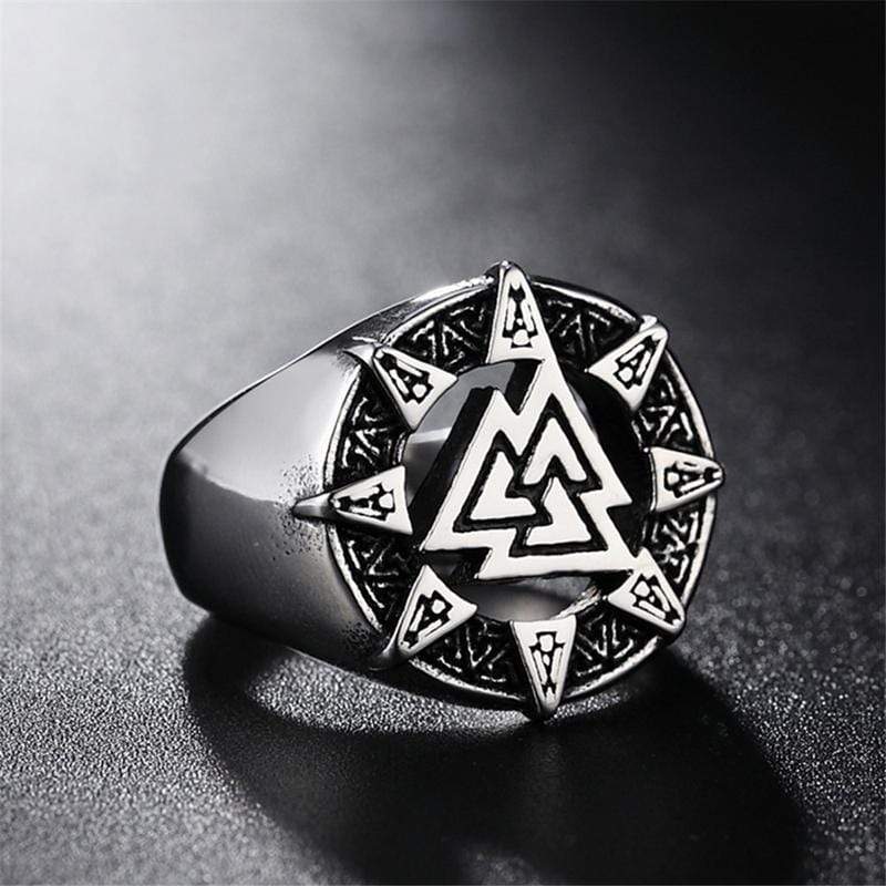 NORDIC VIKING TRIANGLE SYMBOL STAINLESS STEEL RING