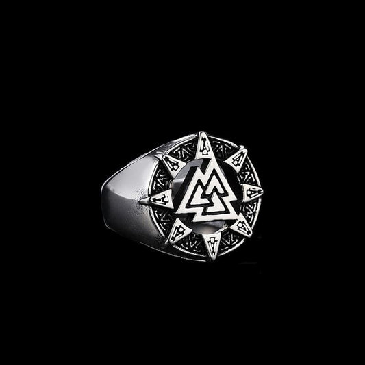 NORDIC VIKING TRIANGLE SYMBOL STAINLESS STEEL RING