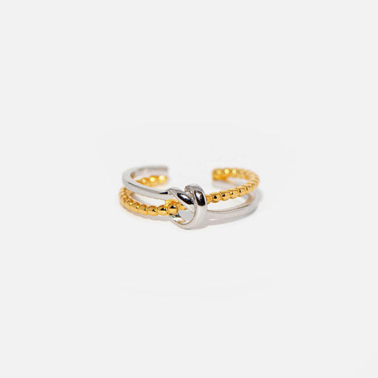 Tied By Angle's Hands - Double Band Heart Knot Ring