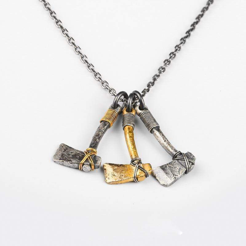 GOLD WIRE SILVER AXE PENDANT