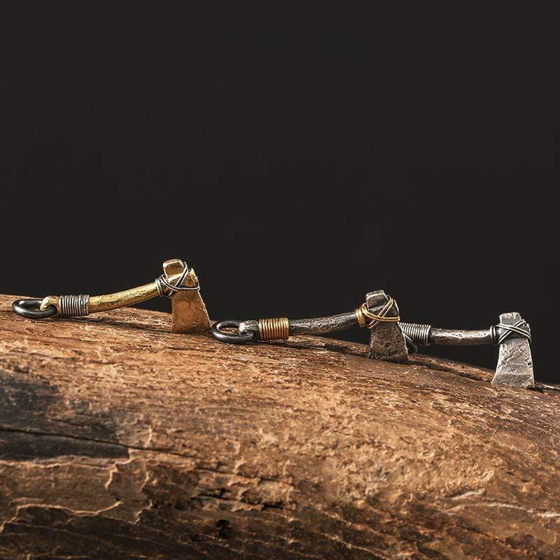 GOLD WIRE SILVER AXE PENDANT