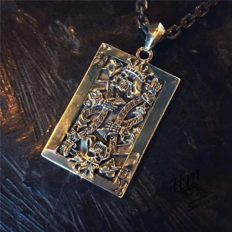 PUNK SPADE K POKER SILVER PENDANT