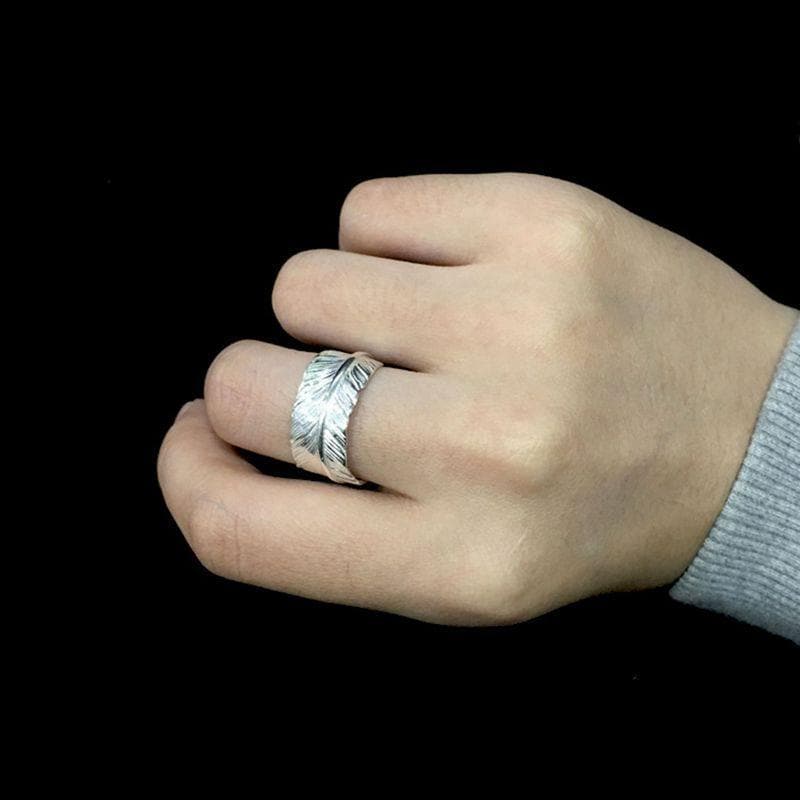 HANDMADE FEATHER SILVER  RING