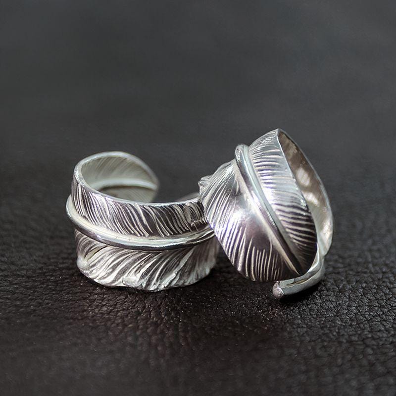 HANDMADE FEATHER SILVER RING