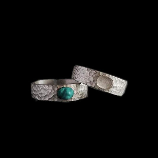 TURQUOISE HAMMERED SILVER RING