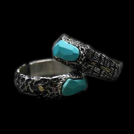 TURQUOISE METEORITE CRATER SILVER RING
