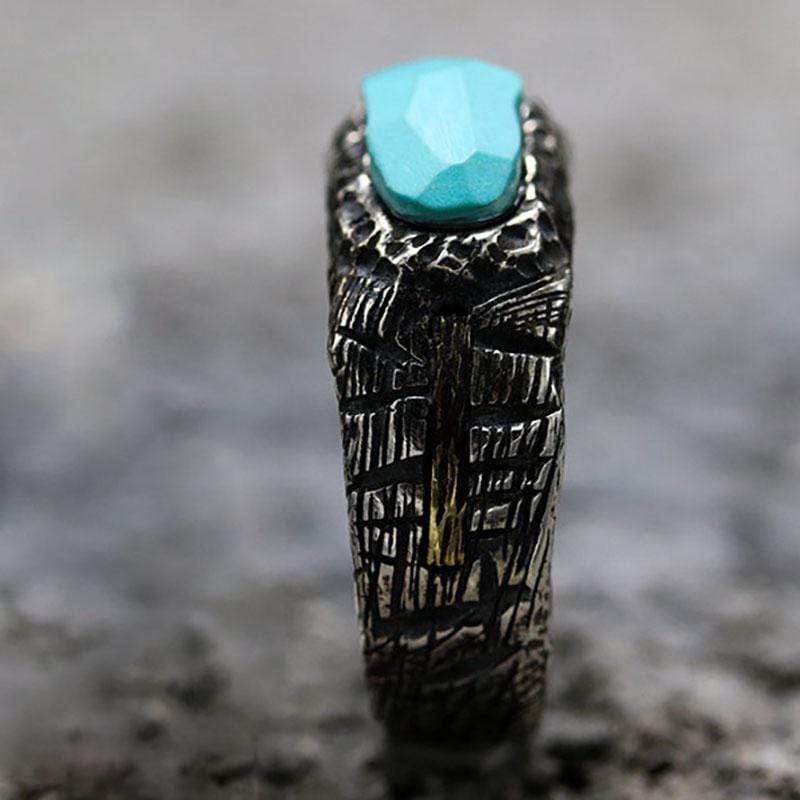 TURQUOISE METEORITE CRATER SILVER RING