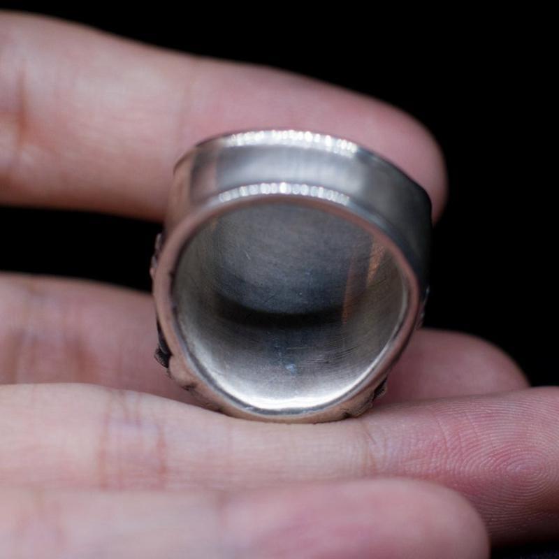 CUSTOMIZED-DARK GODDESS SKULL SILVER RING