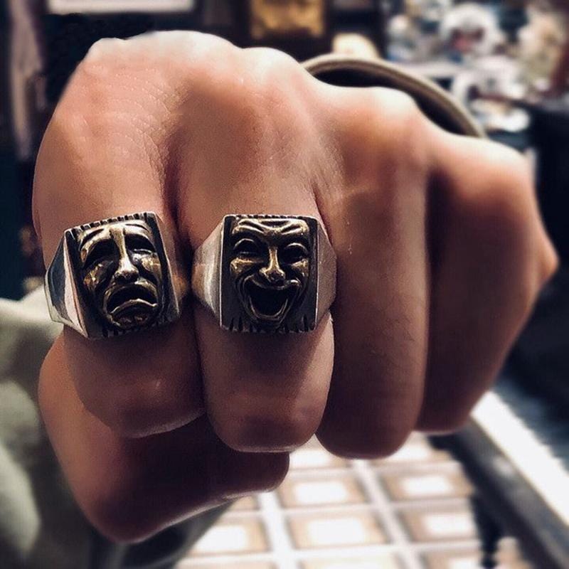 HARDCORE MEN'S CRY SMILE SILVER RNG