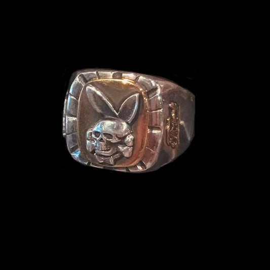 VINTAGE SKULL RABBIT SILVER RING
