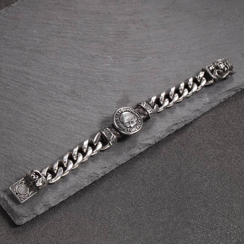 RETRO SKULL STAINLESS STEEL BRACELET