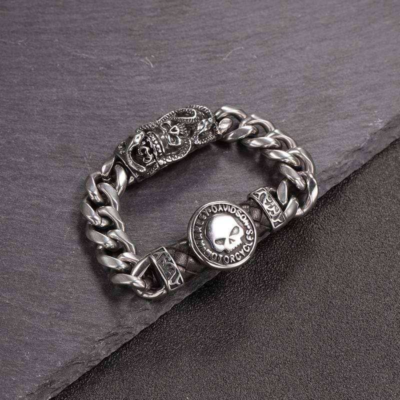 RETRO SKULL STAINLESS STEEL BRACELET