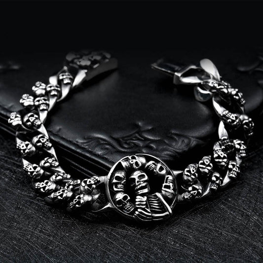 PUNK GHOST HEAD STAINLESS STEEL SKULL BRACELET
