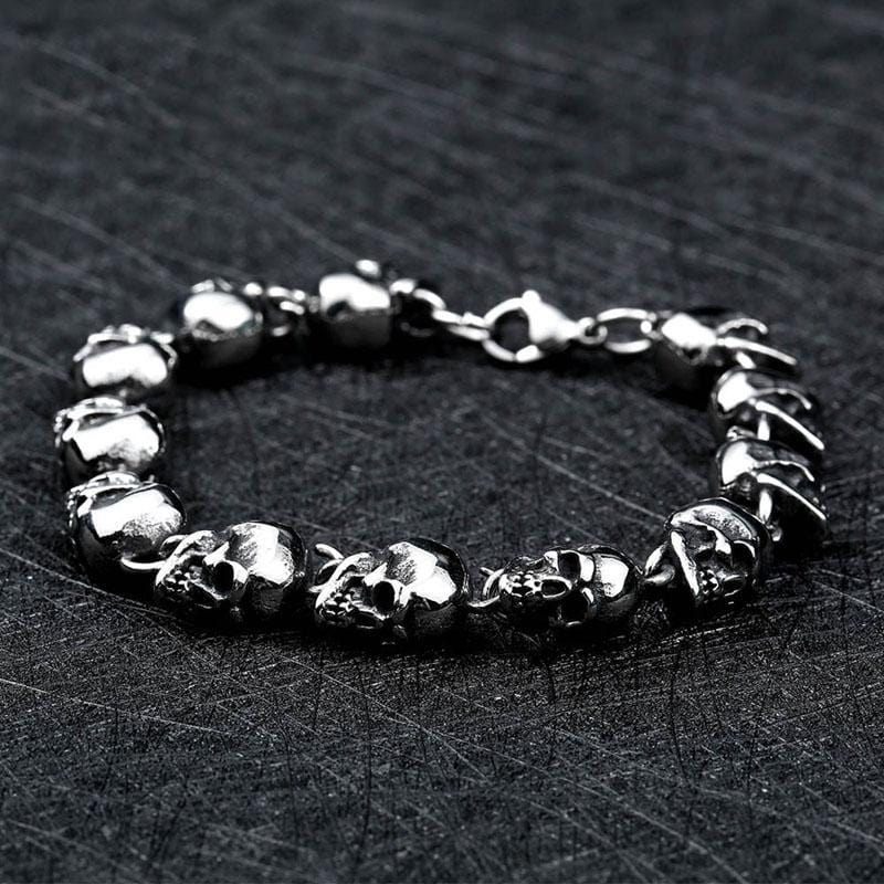 VINTAGE STAINLESS STEEL SKULL BRACELET