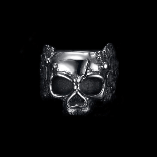 MANDALA FLOWER SATAN SKULL RING