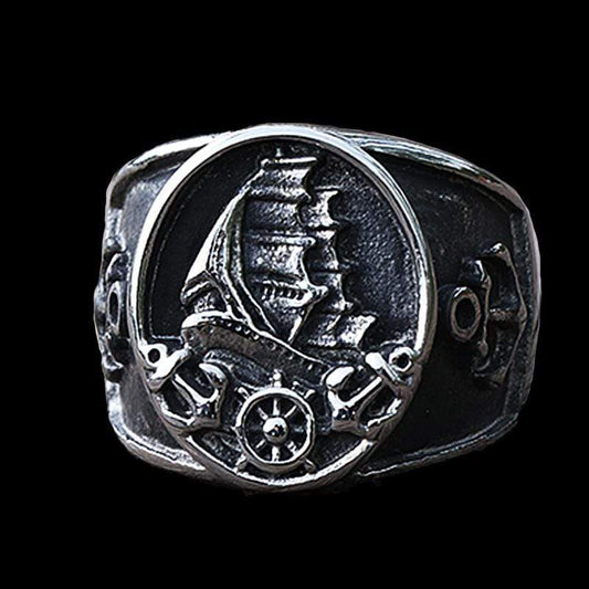 NORDIC VIKING PIRATE SAILBOAT RING