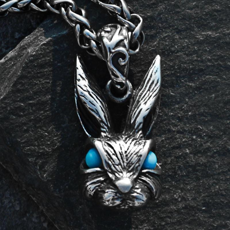 RETRO RABBIT GEMSTONE STAINLESS STEEL PENDANT