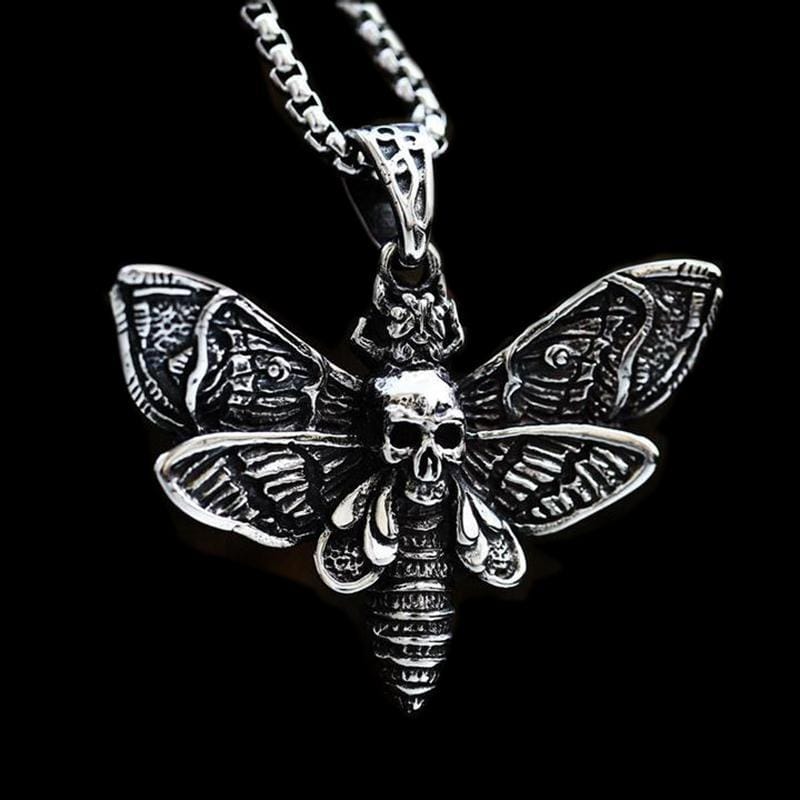 COLGANTE VINAGRE DE ACERO INOXIDABLE CON MARIPOSA Y CALAVERA DE LA MUERTE