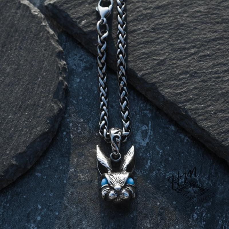 RETRO RABBIT GEMSTONE STAINLESS STEEL PENDANT