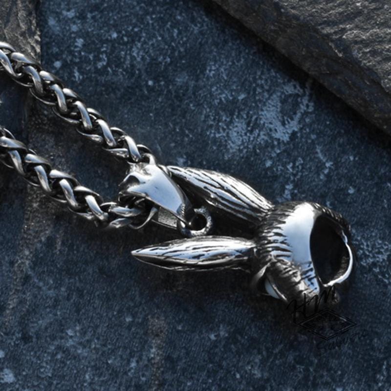 RETRO RABBIT GEMSTONE STAINLESS STEEL PENDANT