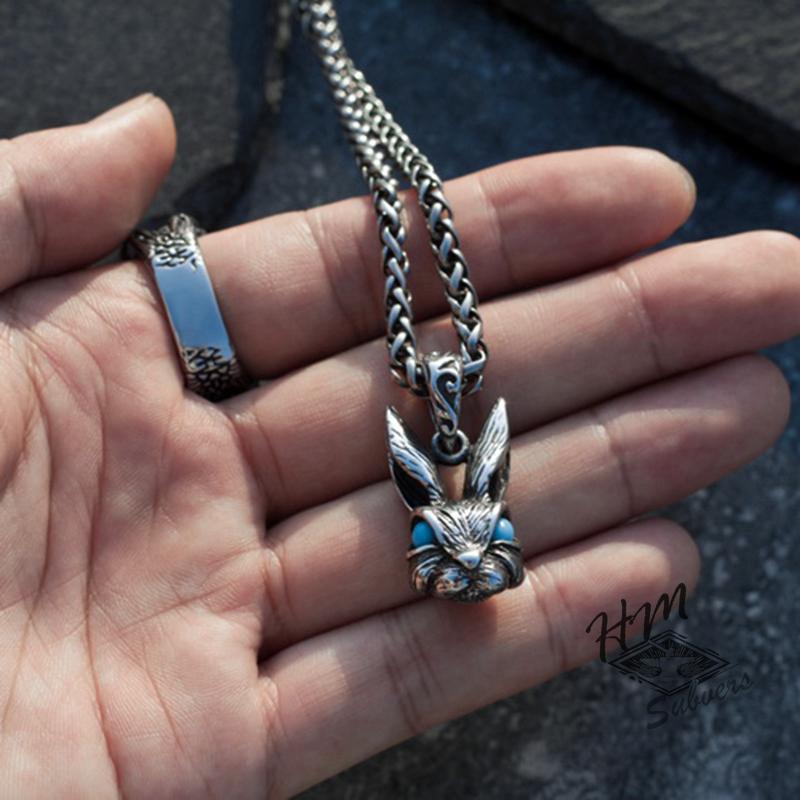 RETRO RABBIT GEMSTONE STAINLESS STEEL PENDANT