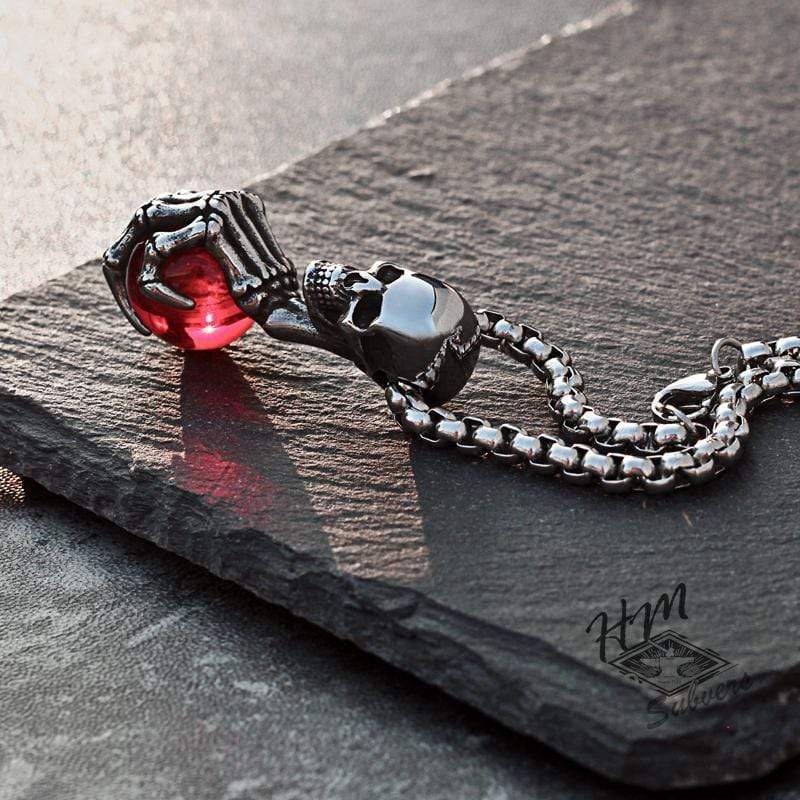 RETRO SKULL CLAW GEMSTONE PENDANT