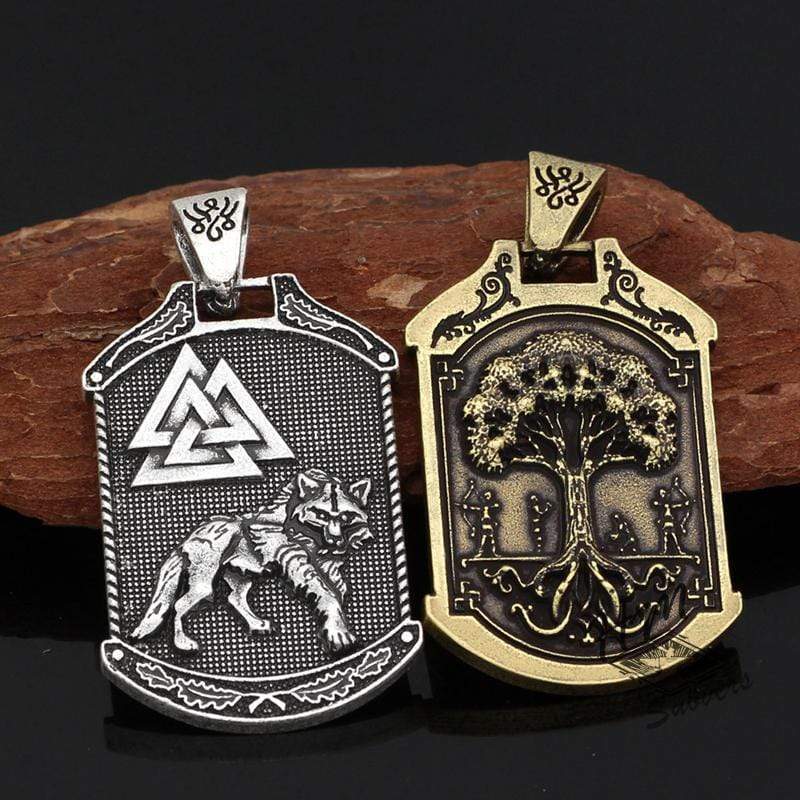 VIKING CELTIC WOLF ODIN WORLD TREE PENDANT