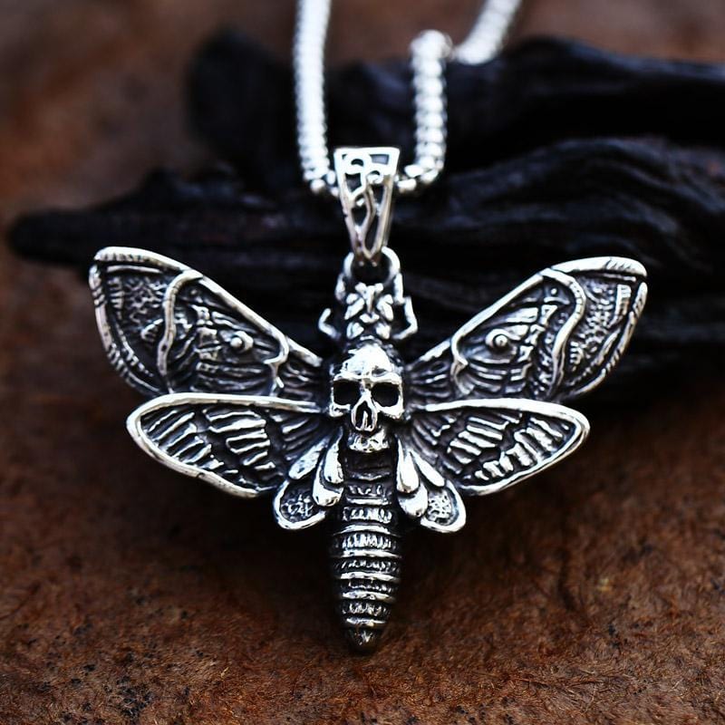 COLGANTE VINAGRE DE ACERO INOXIDABLE CON MARIPOSA Y CALAVERA DE LA MUERTE
