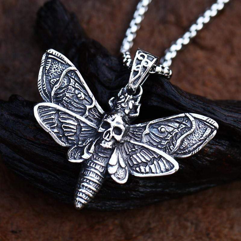 COLGANTE VINAGRE DE ACERO INOXIDABLE CON MARIPOSA Y CALAVERA DE LA MUERTE