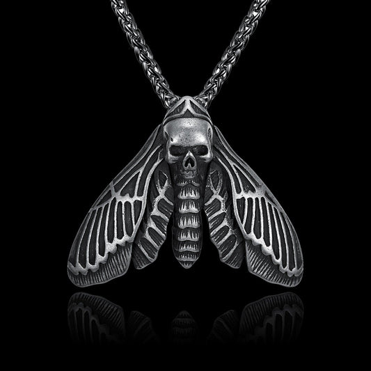 VINTAGE DEATH MOTH STAINLESS STEEL PENDANT