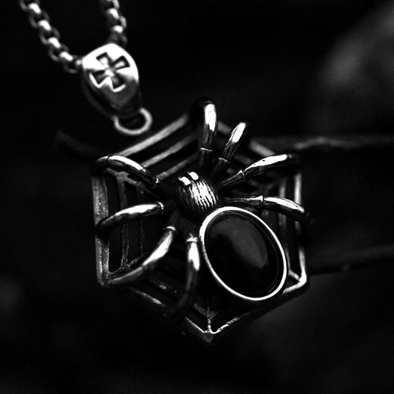 VINTAGE SPIDER WEB STAINLESS STEEL PENDANT